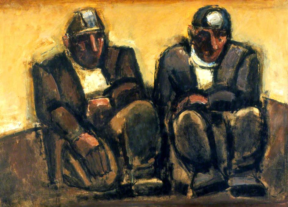 Josef Herman, ‘Miners’ (© estate/stad Josef Herman. All rights reserved/Cedwir pob hawl, DACS 2021. Photo credit/Cydnabyddiaeth llun: Southampton City Art Gallery)